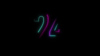 Neon numarası 24, alfa kanalı, neon numaraları.