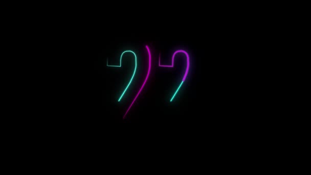 Neon Number Alpha Channel Neon Numbers — Stock Video