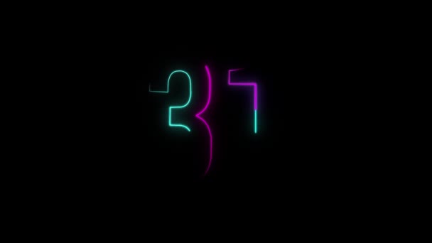 Neon Number Alpha Channel Neon Numbers — Stock Video