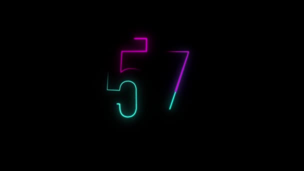 Neon Nummer Med Alfakanal Neonnummer — Stockvideo