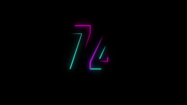 Neon Nummer Met Alfa Kanaal Neon Nummers — Stockvideo