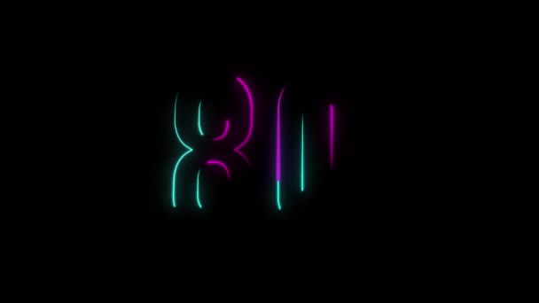 Neon Nummer Met Alfa Kanaal Neon Nummers — Stockvideo