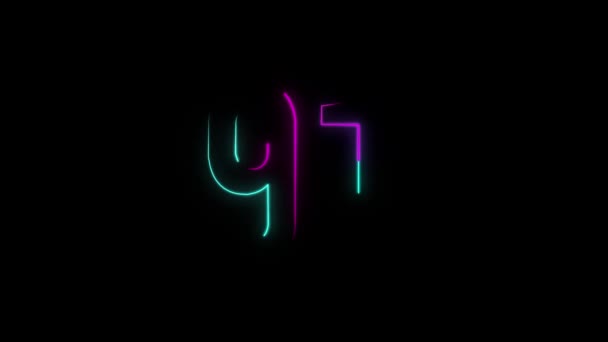 Neon Nummer Met Alpha Kanaal Neon Nummers — Stockvideo