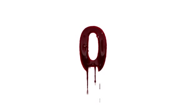Bloederige Nummer Met Alpha Kanaal Nummer Bloed — Stockvideo