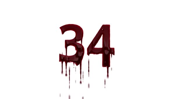 Bloederige Nummer Met Alfa Kanaal Nummer Bloed — Stockvideo