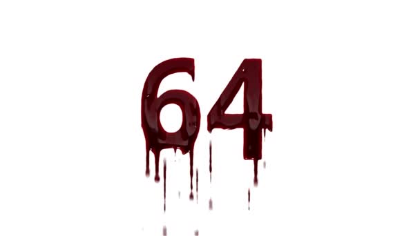 アルファチャンネル付き血液番号64 血液中の番号64 — ストック動画