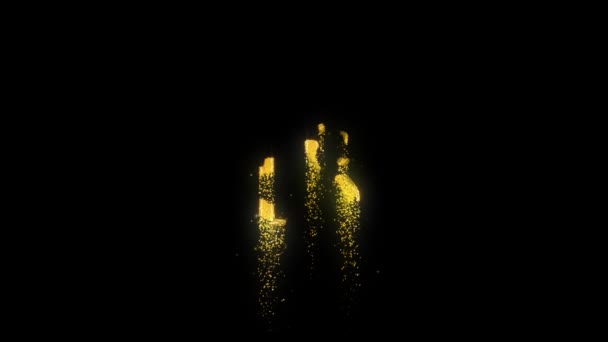 Altın Parçacıkları Alfa Kanalı Olan Numaralı Altın Sayı — Stok video