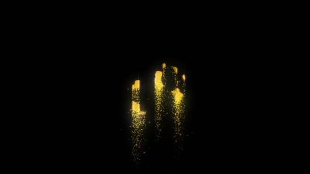 Altın Parçacıkları Alfa Kanalı Olan Numara — Stok video