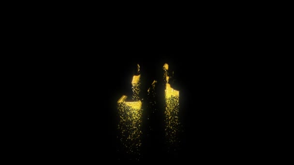 Número Dorado Con Partículas Oro Canal Alfa — Vídeo de stock