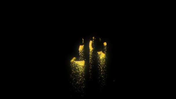 Número Dorado Con Partículas Oro Canal Alfa — Vídeos de Stock