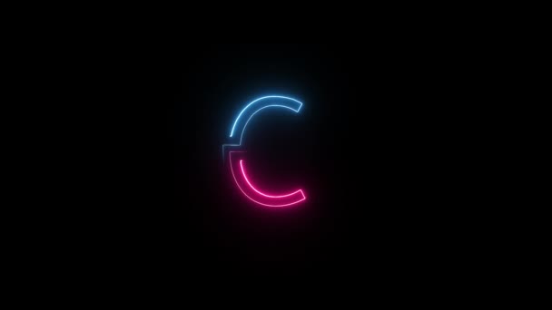 Lettera Neon Con Canale Alfa Alfabeto Neon — Video Stock