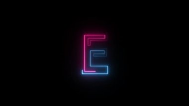 Neon harfli E, alfa kanalı, neon alfabesi.