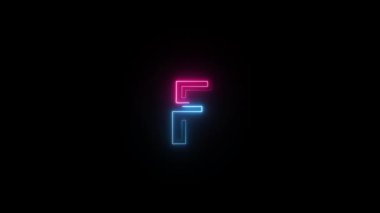Neon harfi F, alfa kanalı, neon alfabesi