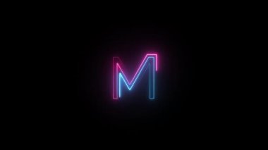 Neon harfli M alfa kanalı, neon alfabesi.