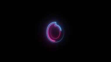 Neon harfi O, alfa kanalı, neon alfabesi.