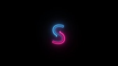 Neon harfi S, alfa kanalı, neon alfabesi