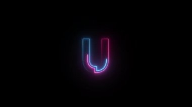Neon harfi U, alfa kanalı, neon alfabesi