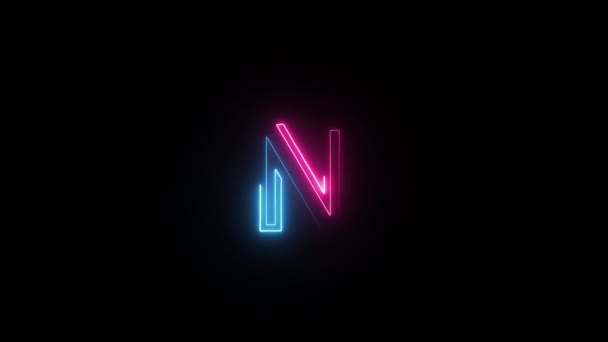 Neon Harfi Ile Alfa Kanalı Neon Alfabesi — Stok video