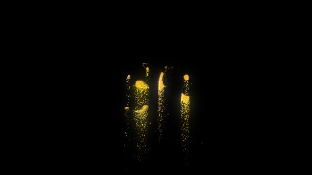 Golden Number Gold Particles Alpha Channel — Stock Video