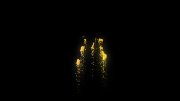 Número Dorado Con Partículas Oro Canal Alfa — Vídeos de Stock