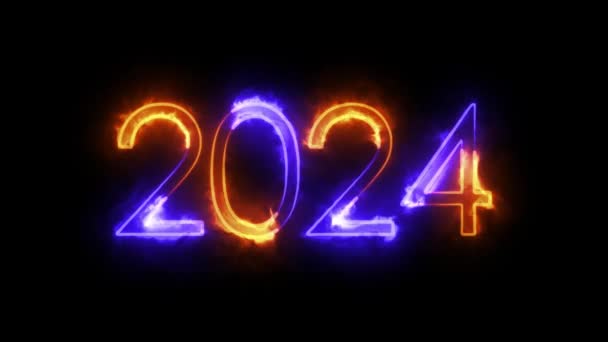 Šťastný Nový Rok 2024 Pozdravy Neonovými Čísly Nový Rok Alfa — Stock video