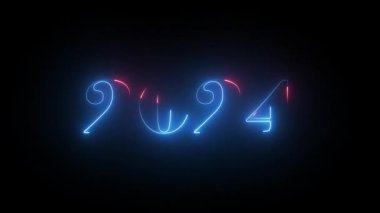 Neon Mutlu Yıllar, Yeni Yıl 2024, Alfa Kanalı