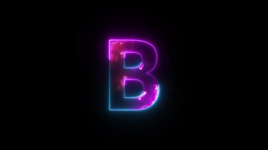 Neon harfi B, alfa kanalı, sancak için neon alfabesi.