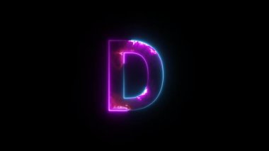 Neon harfli D harfi alfa kanallı, sancak için neon alfabesi