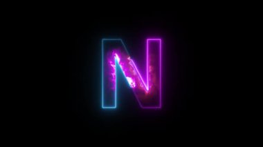 Neon harfi N, alfa kanalı, sancak için neon alfabesi.