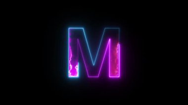 Neon harfi M, alfa kanalı, sancak için neon alfabesi.