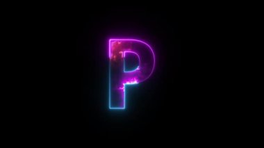 Neon harfi P, alfa kanalı, sancak için neon alfabesi