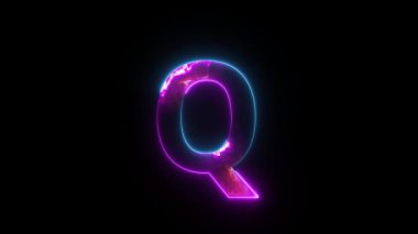 Alfa kanallı neon harf Q, bayrak için neon alfabe