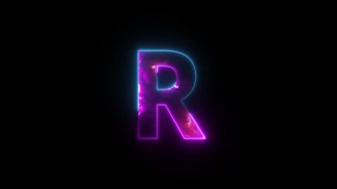 Neon harfi R, alfa kanalı, sancak için neon alfabesi.