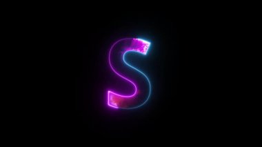 Neon harfi S, alfa kanalı, sancak için neon alfabesi