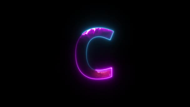 Neon Letter Met Alpha Kanaal Neon Alfabet Voor Banner — Stockvideo