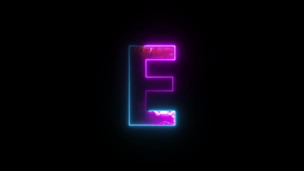带有Alpha通道的Neon字母E 用于横幅的Neon字母 — 图库视频影像