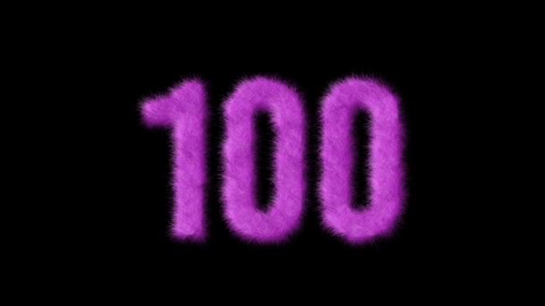 Ροζ Γούνινο Νούμερο 100 Alpha Κανάλι Τριχωτό Αριθμό Barbie — Αρχείο Βίντεο