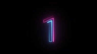 Neon numarası 1, alfa kanalı, neon sayıları, bir numara.
