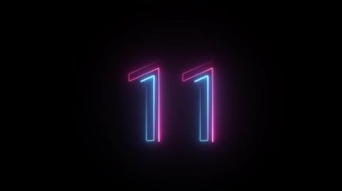 Neon numarası 11, alfa kanalı, neon numaraları, 11 numara.