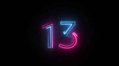 Neon numarası 13, alfa kanalı, neon sayılar, 13 numara.