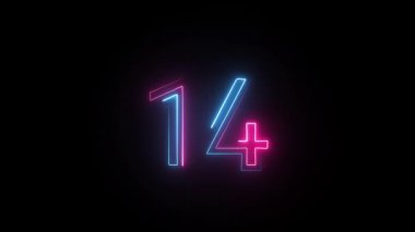 Neon numara 14, alfa kanalı, neon sayılar, 14 numara.
