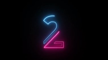 Neon numara 2, alfa kanalı, neon sayılar, iki numara.