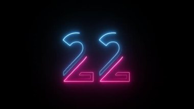 Neon numarası 22, alfa kanalı, neon sayılar, 22 numara.