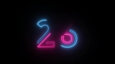 Neon numarası 26, alfa kanalı, neon numaraları, 26 numara.