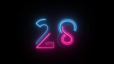 Neon numarası 28, alfa kanalı, neon numaraları, 28 numara.