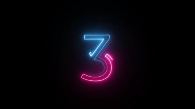 Neon numarası 3, alfa kanalı, neon numaraları, üç numara.