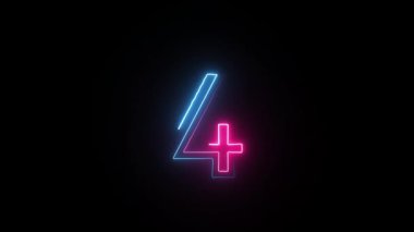Neon numarası 4, alfa kanalı, neon numaraları, dört numara.