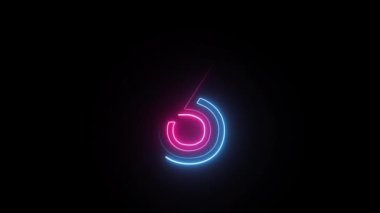 Neon numarası 6, alfa kanalı, neon numaraları, altı numara.