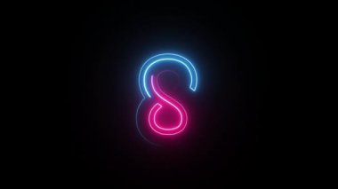 Neon numara 8, alfa kanalı, neon sayılar, sekiz numara.