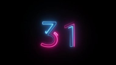 Neon numarası 31, alfa kanalı, neon sayılar, otuz bir numara.